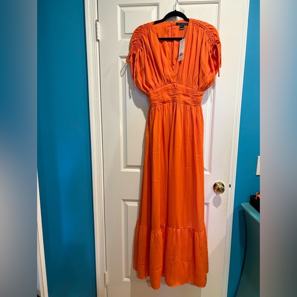 French Connection Audrey satin maxi dress orange 6 new with tags - Picture 4 of 7